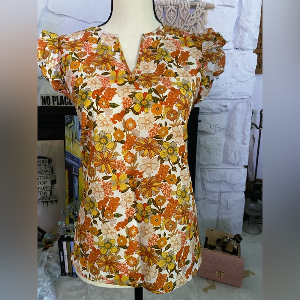 Fall floral blouse